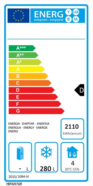 Industrifryseskab  i rustfrit stål - 280 liter